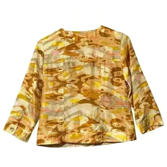 Pendleton Top S Multi Watercolor Silk Lightweight Button Down Chest Pockets NWOT - Picture 2 of 7